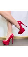 Zapato de tacon alto con plataforma rojo